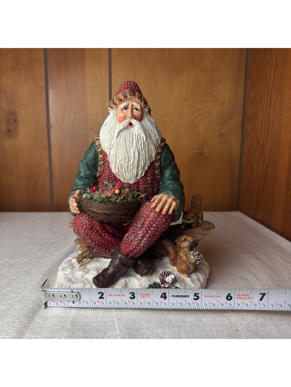 Vintage Santa With Cardinals Squirrels Resin Christmas Figurine Woodland Decor - Picture 6 of 7